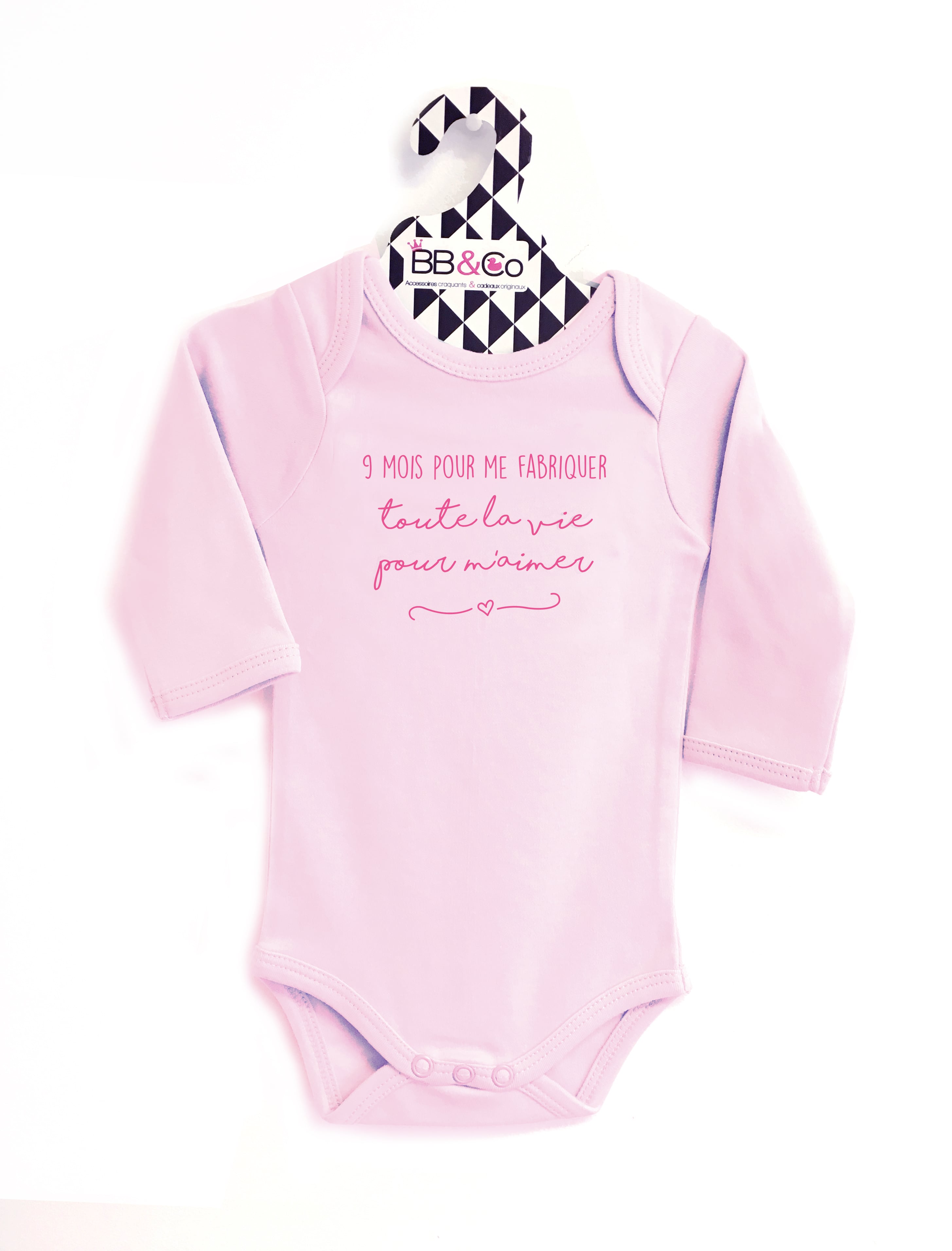 Body blanc et rose j'aime maman manches longues